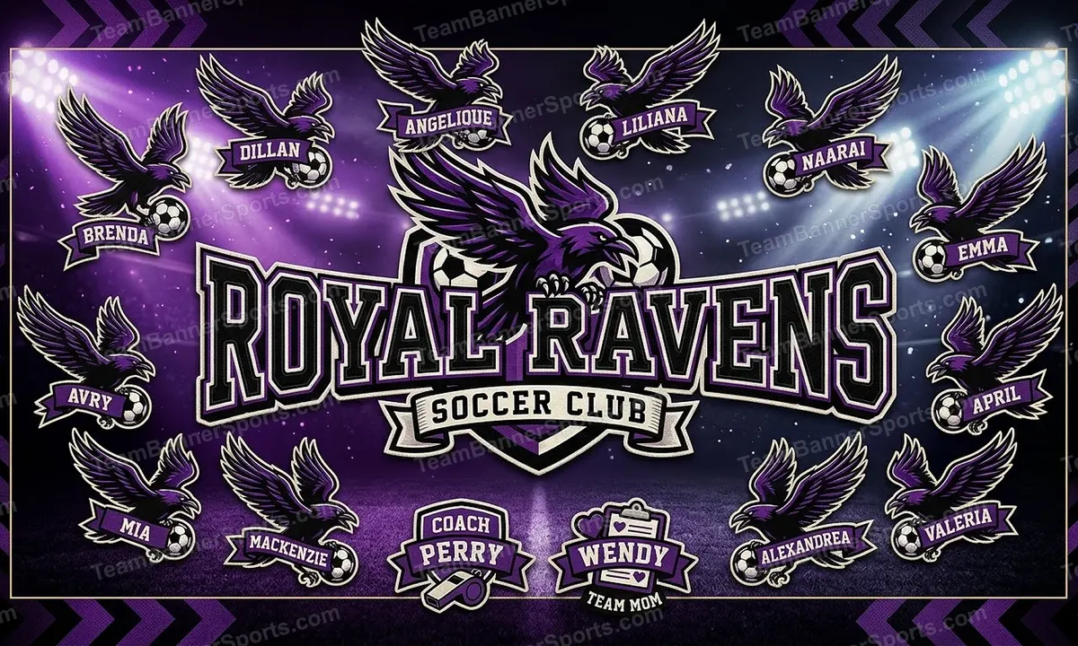 Royal Ravens soccer team banner created with AI