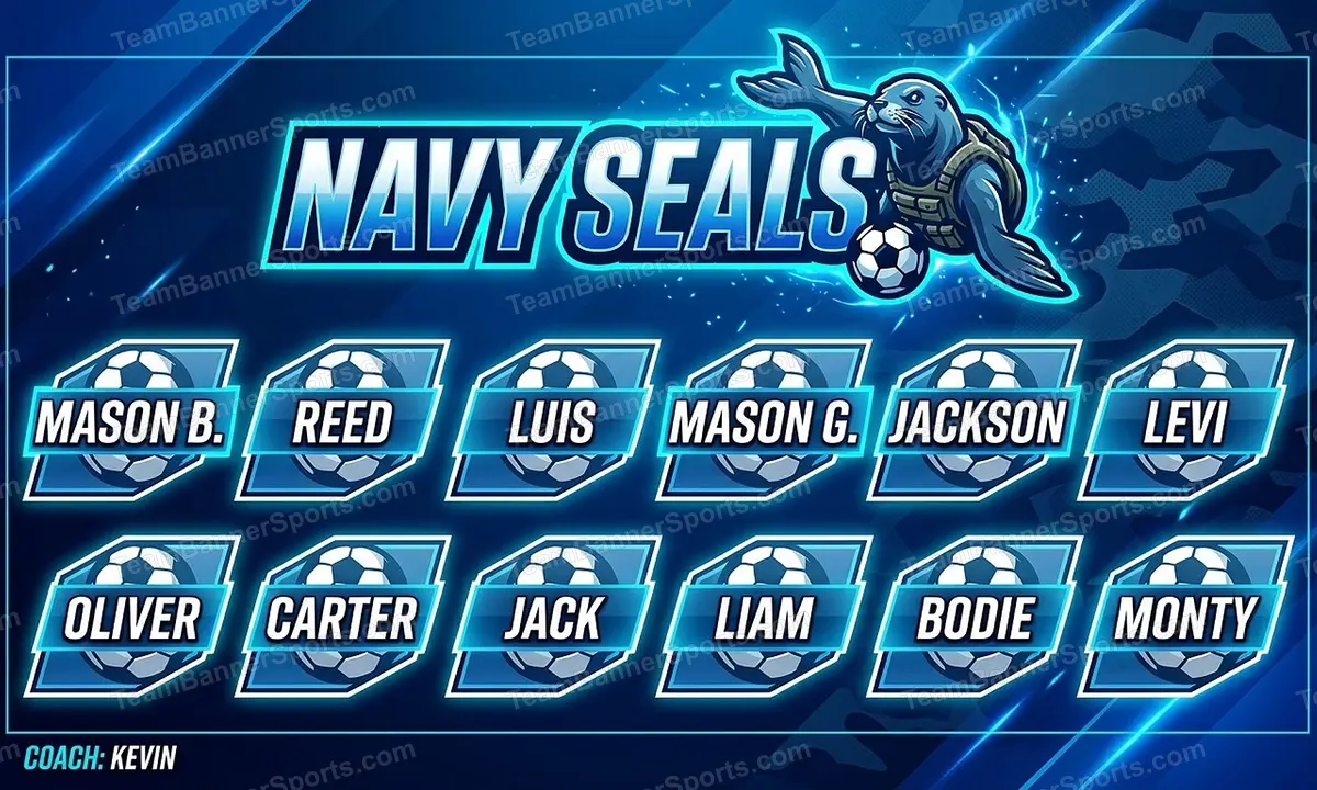 Navy Seals soccer team banner created with AI