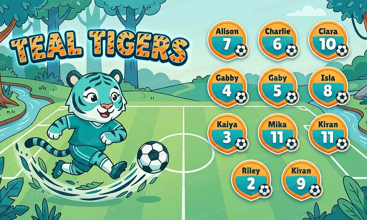 Teal Tigers soccer team banner created with AI