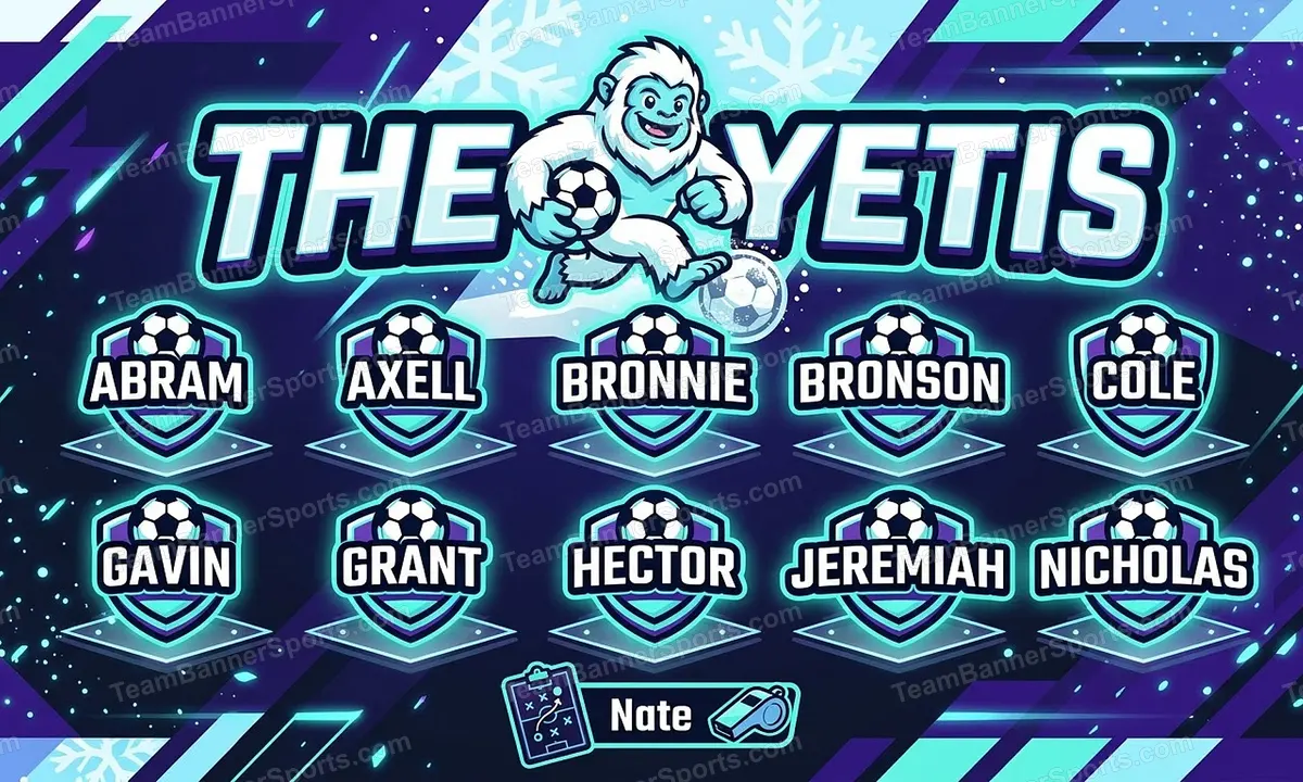 The Yetis soccer team banner created with AI