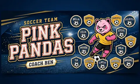 Pink Pandas Soccer AI image template