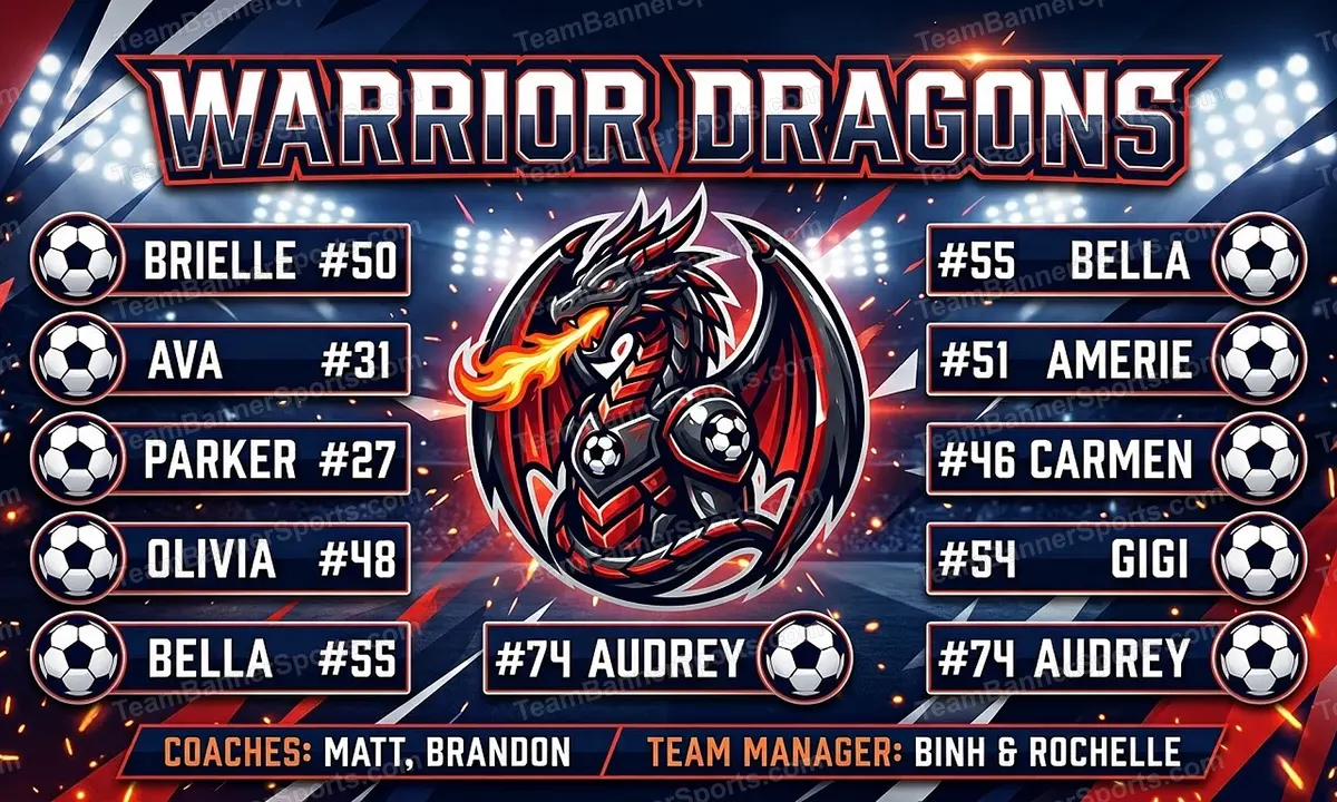 Warrior Dragons soccer team banner created with AI