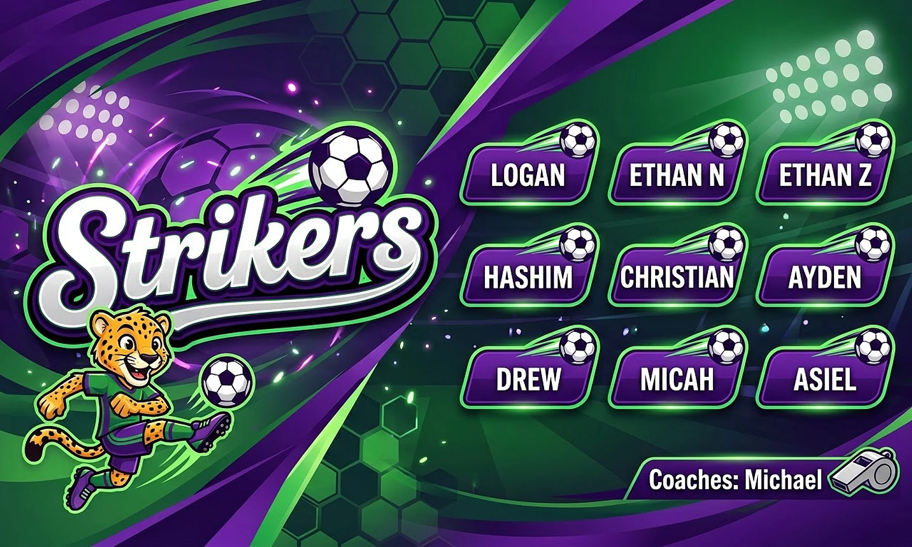 Strikers soccer team banner created with AI