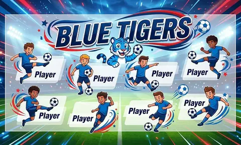 Blue Tigers Soccer AI image template