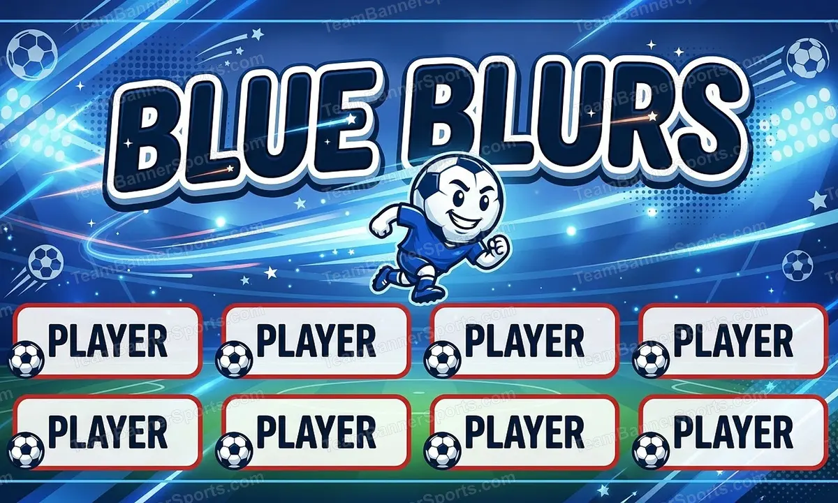 Blue Blurs soccer team banner created with AI