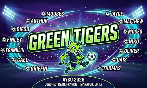 Green Tigers Soccer AI image template