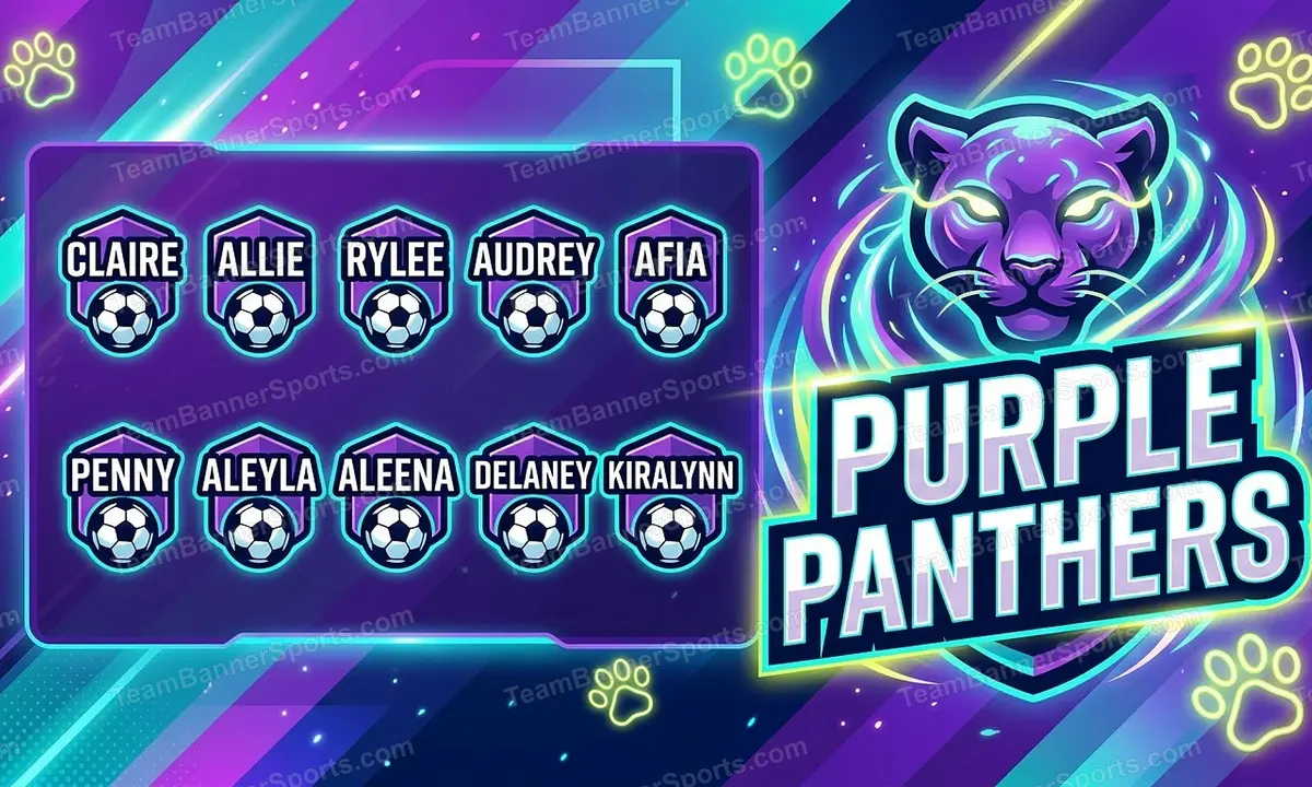 Purple Panthers soccer team banner created with AI