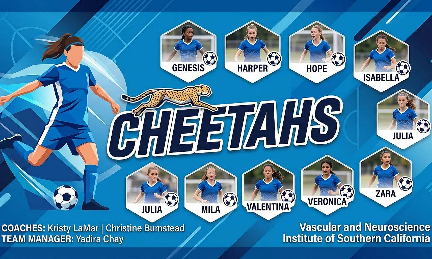 Cheetahs soccer team banner created with AI