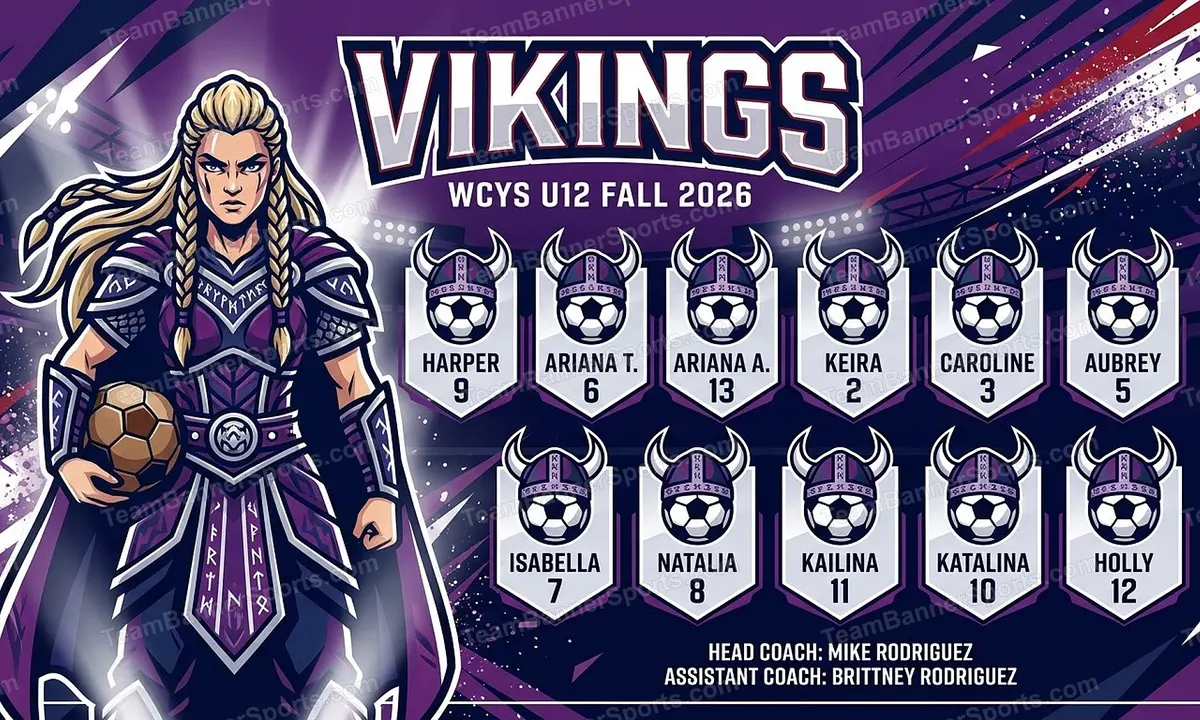 Vikings soccer team banner created with AI