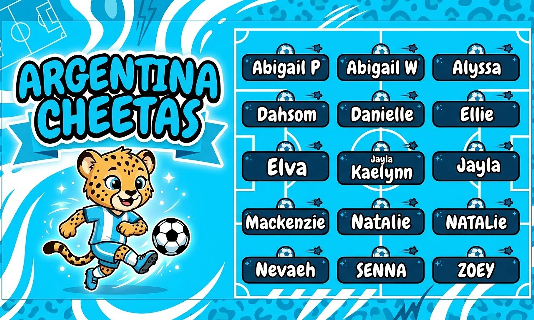 Argentina Cheetas soccer team banner created with AI