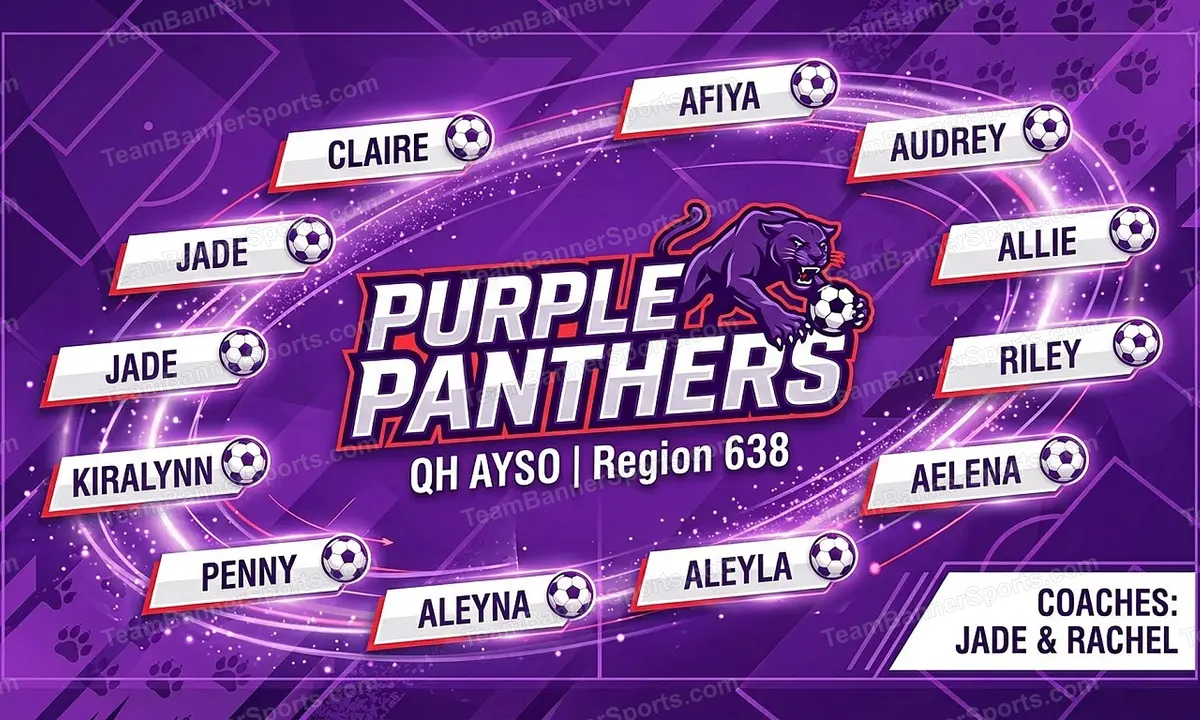 Purple Panthers soccer team banner created with AI