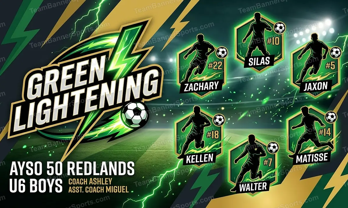Green Lightening soccer team banner created with AI