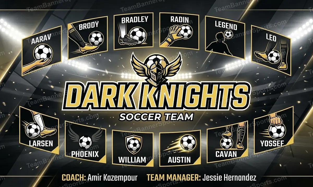 Dark Knights soccer team banner created with AI