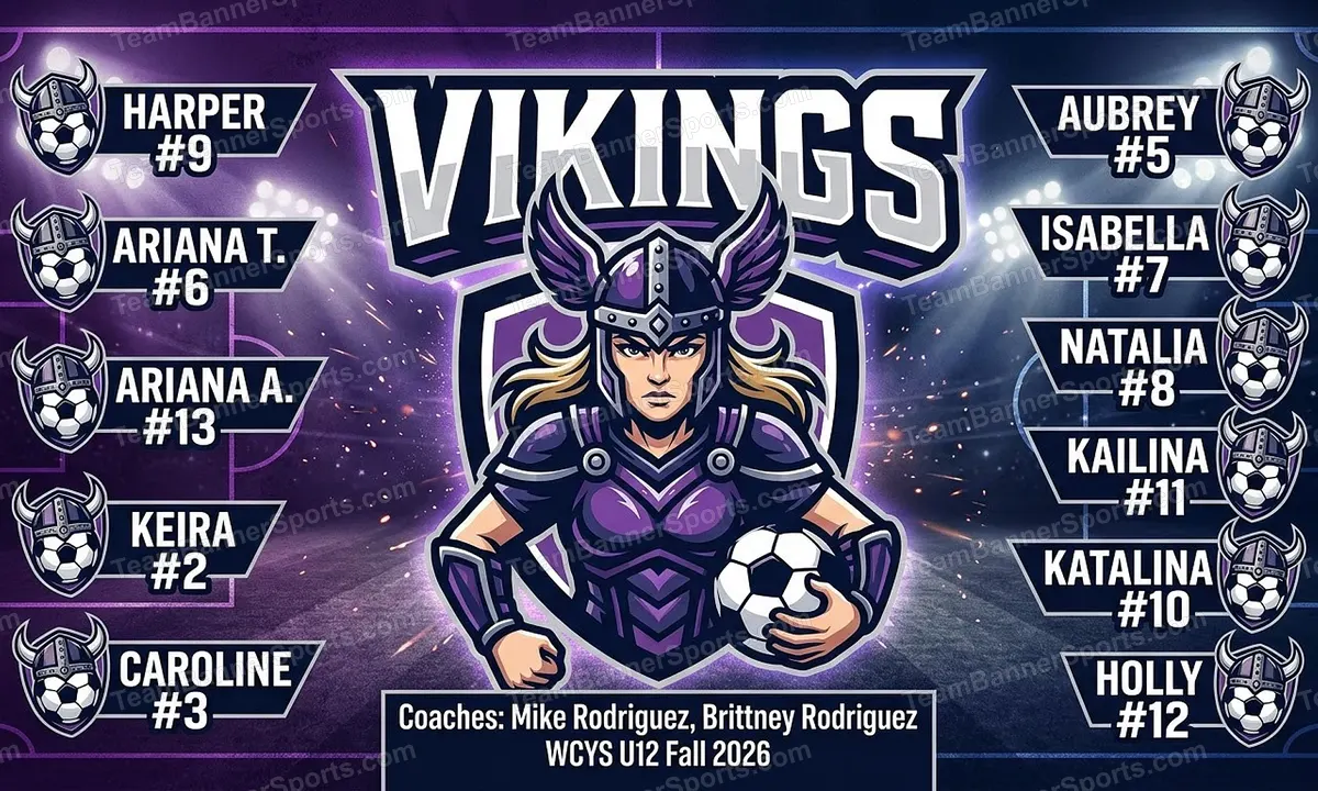 Vikings soccer team banner created with AI