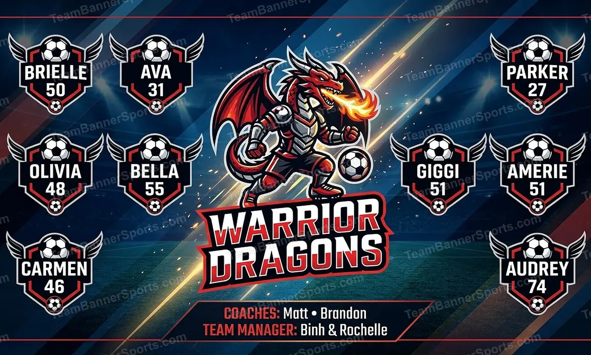 Warrior Dragons soccer team banner created with AI