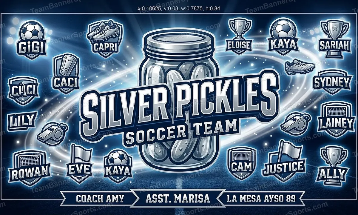 Silver Pickles soccer team banner created with AI