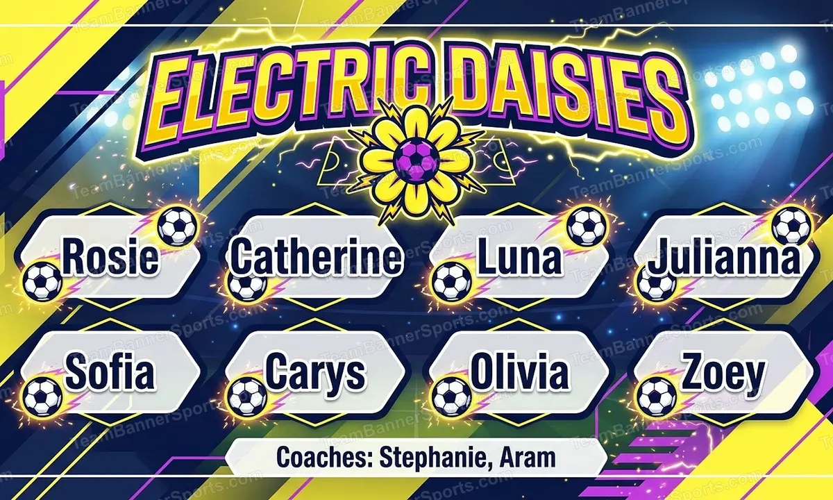 Electric Daisies soccer team banner created with AI