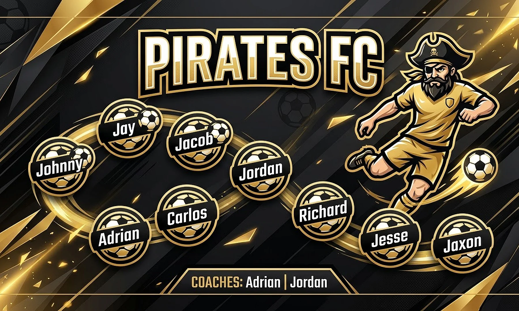 Pirates FC soccer team banner created with AI