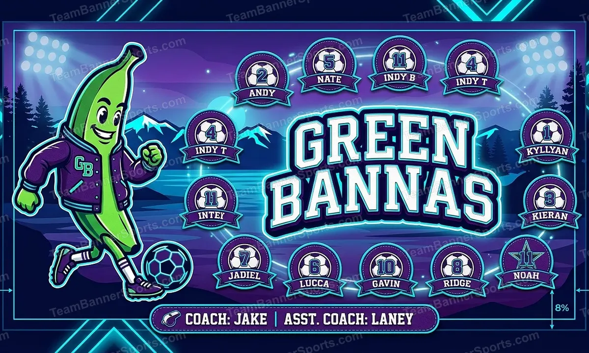 Green Bannas soccer team banner created with AI