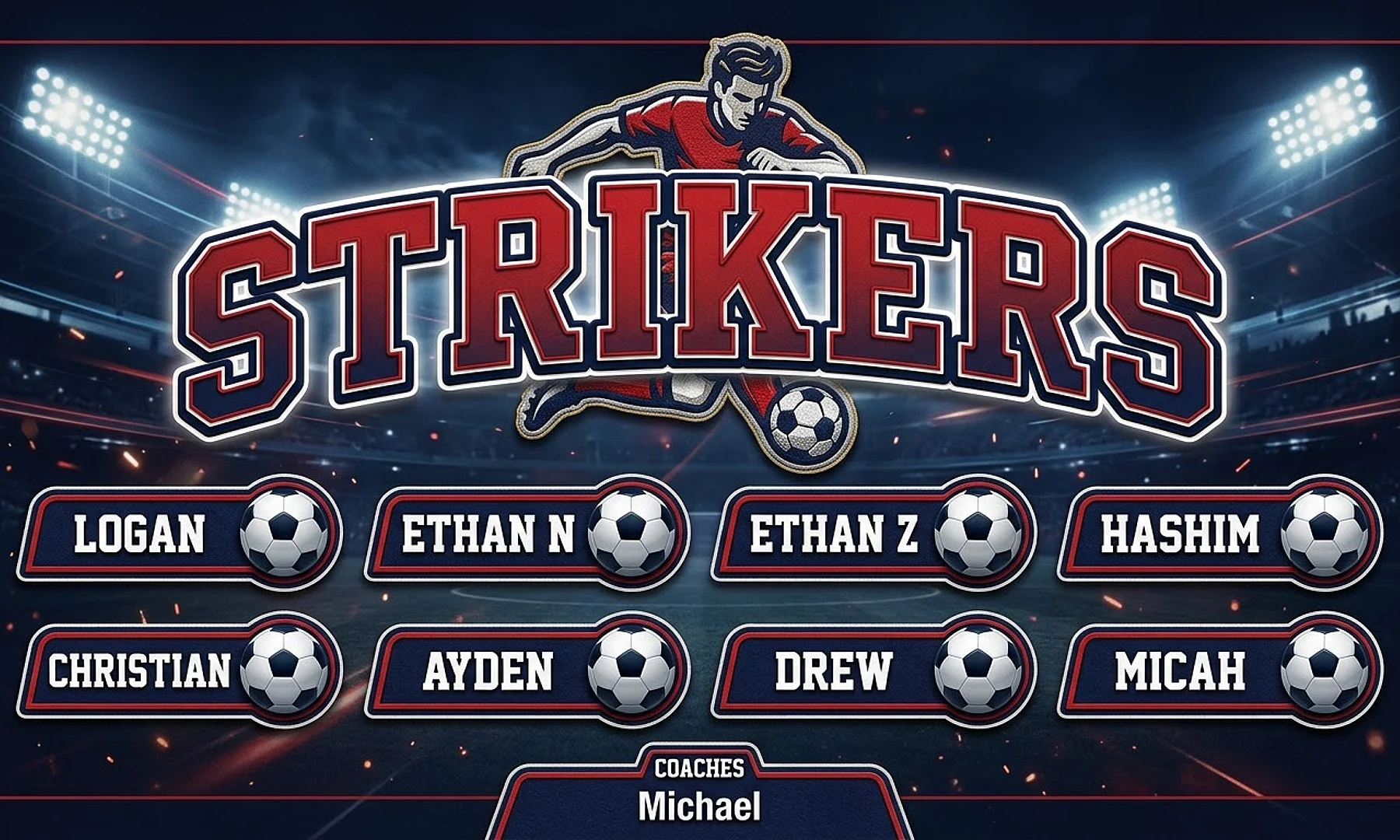 Strikers soccer team banner created with AI