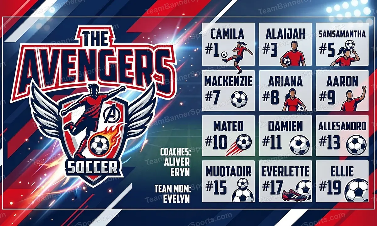 The Avengers soccer team banner created with AI
