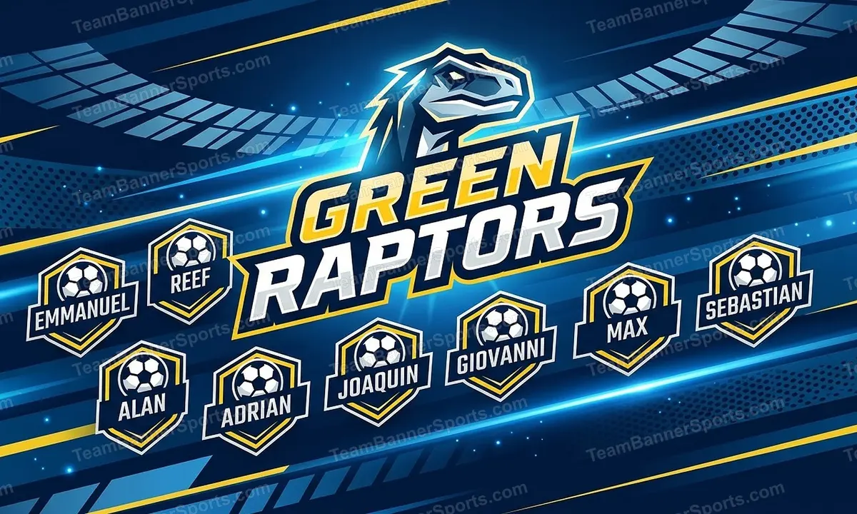 Green Raptors soccer team banner created with AI