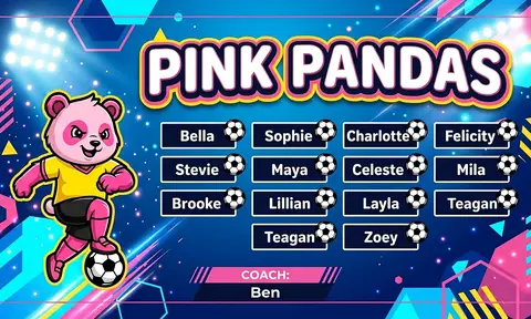 Pink Pandas Soccer AI image template