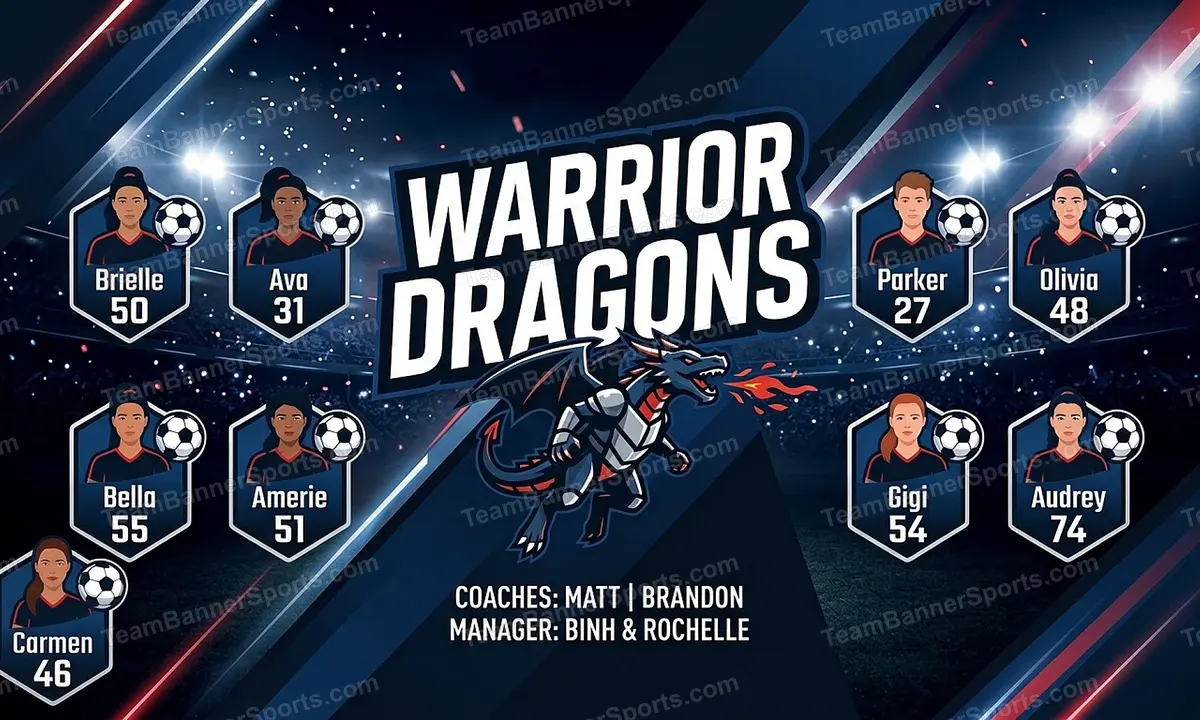 Warrior Dragons soccer team banner created with AI