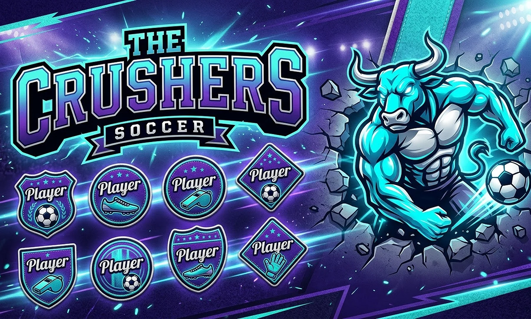 The Crushers soccer team banner created with AI