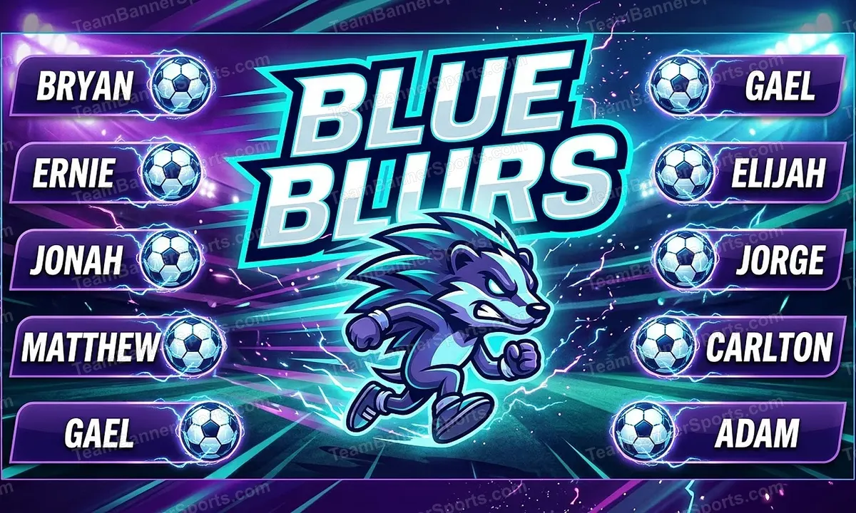 Blue Blurs soccer team banner created with AI
