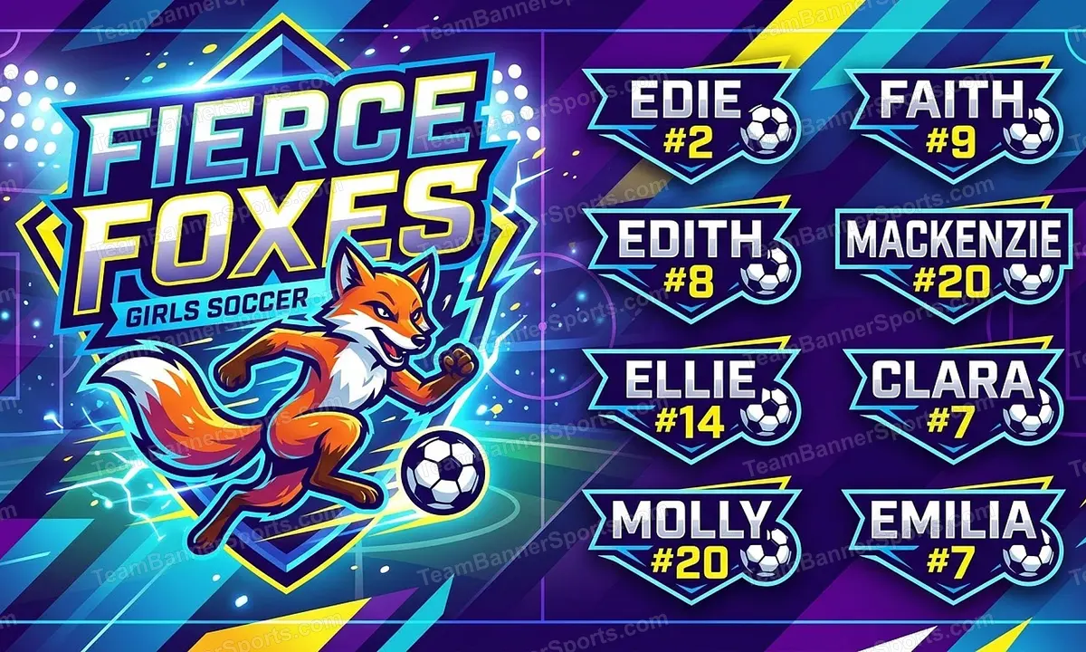 Fierce Foxes soccer team banner created with AI