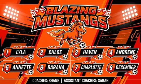 Blazing Mustangs Soccer AI image template