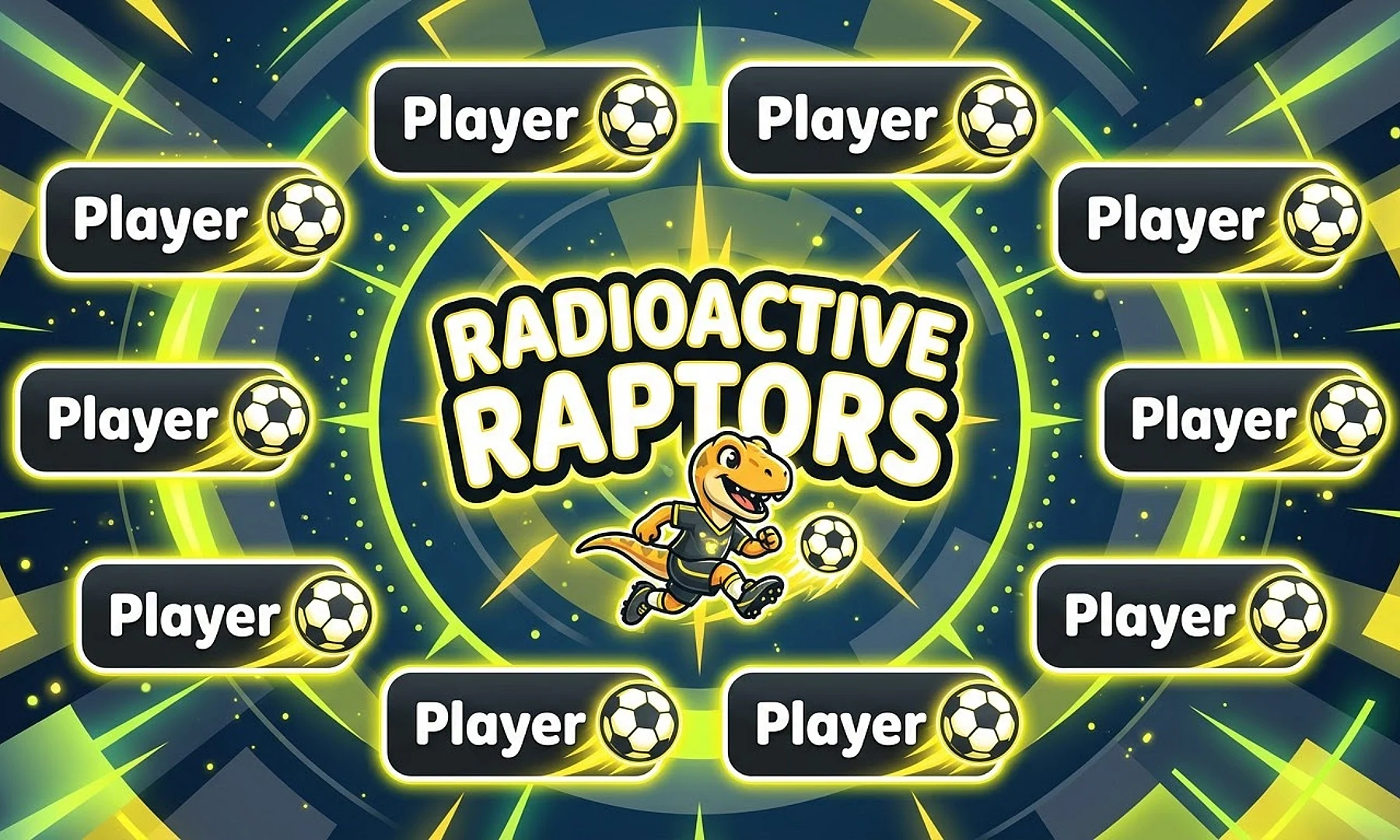 Radioactive Raptors soccer team banner created with AI