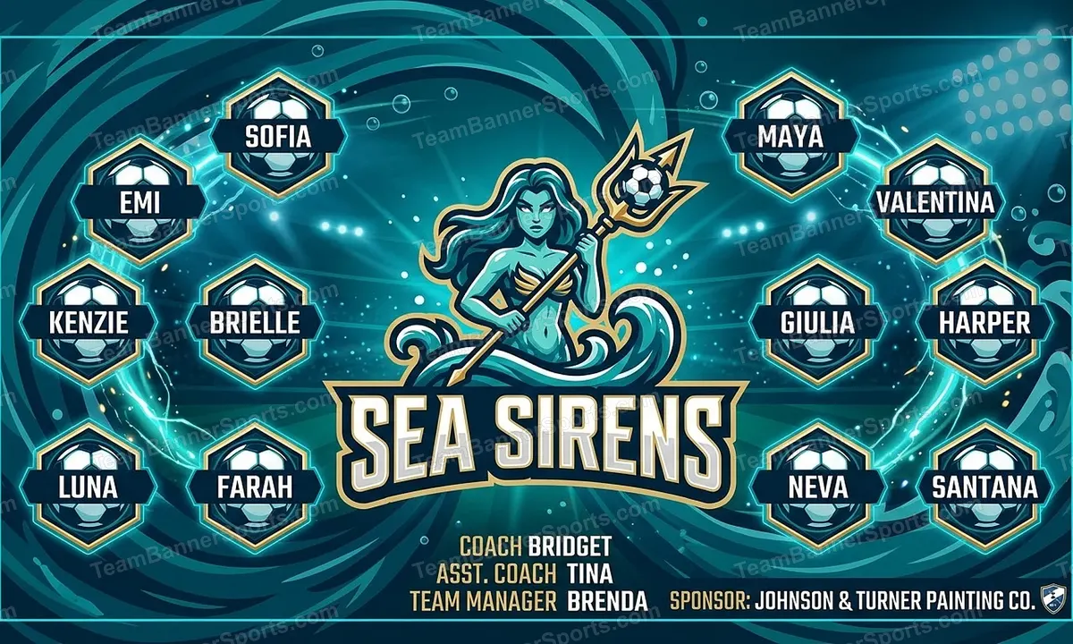 Sea Sirens soccer team banner created with AI