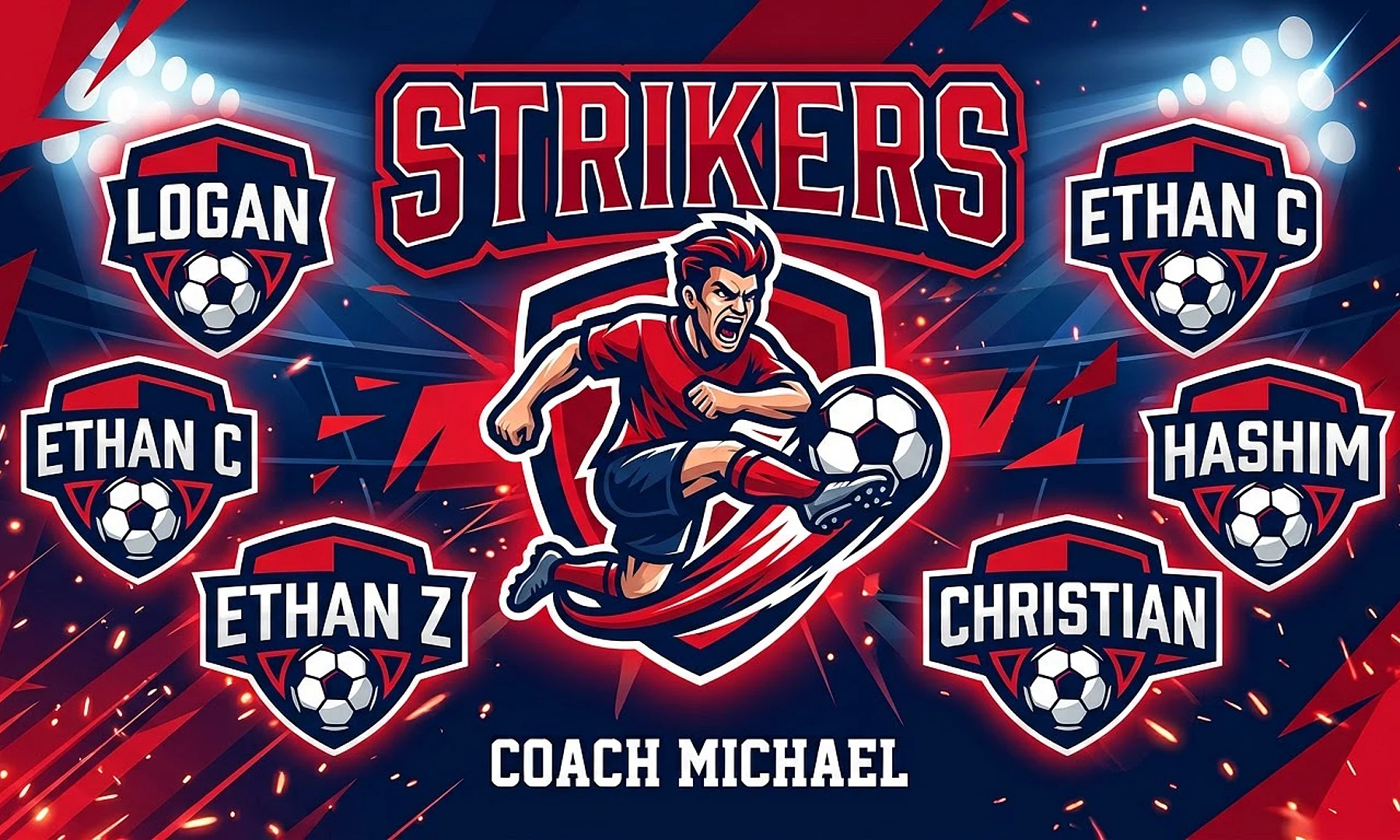 Strikers soccer team banner created with AI