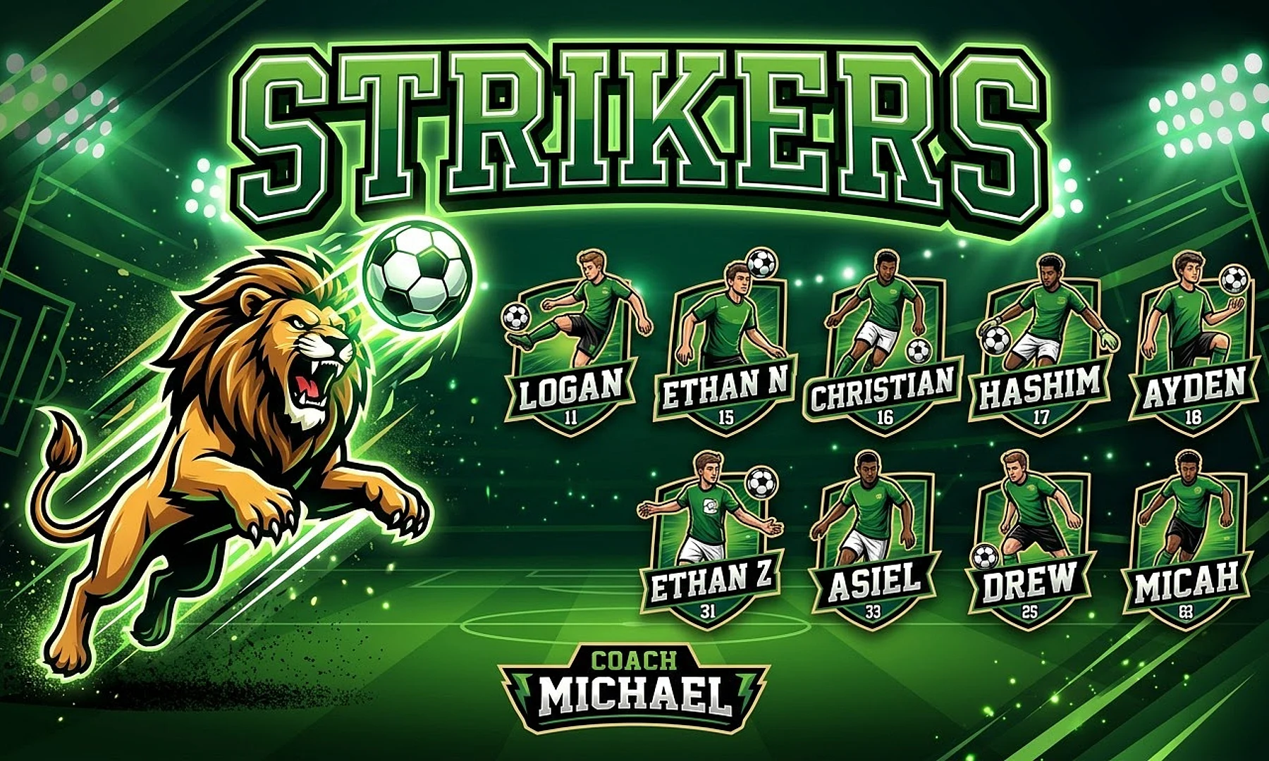 Strikers soccer team banner created with AI