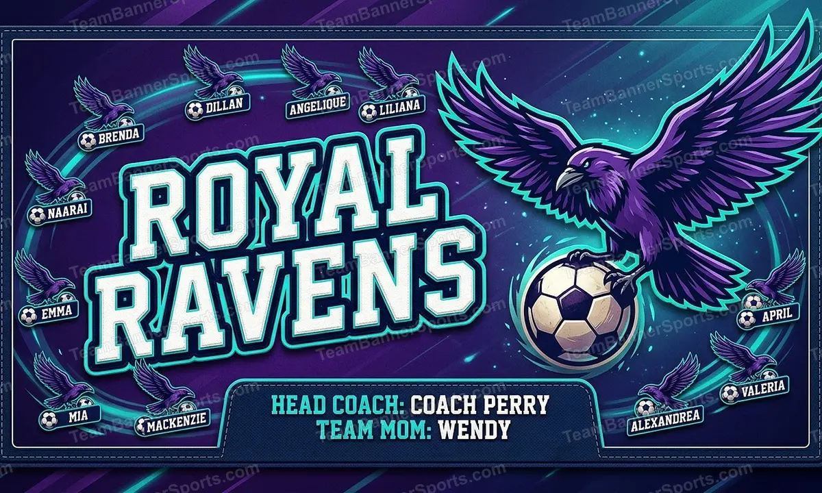Royal Ravens soccer team banner created with AI