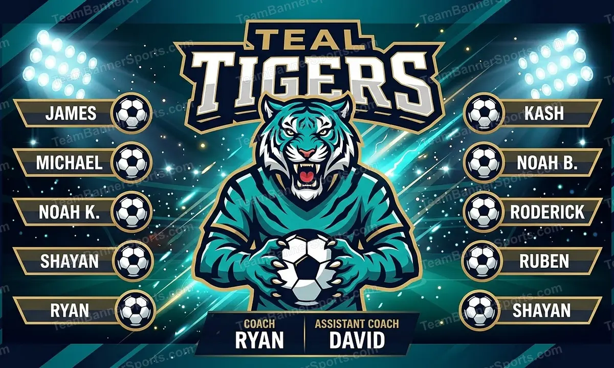 Teal Tigers soccer team banner created with AI
