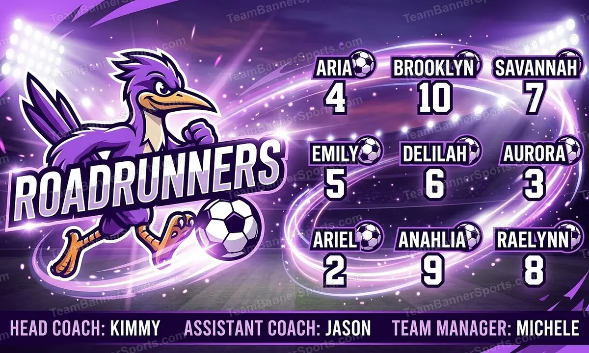 Roadrunners soccer team banner created with AI