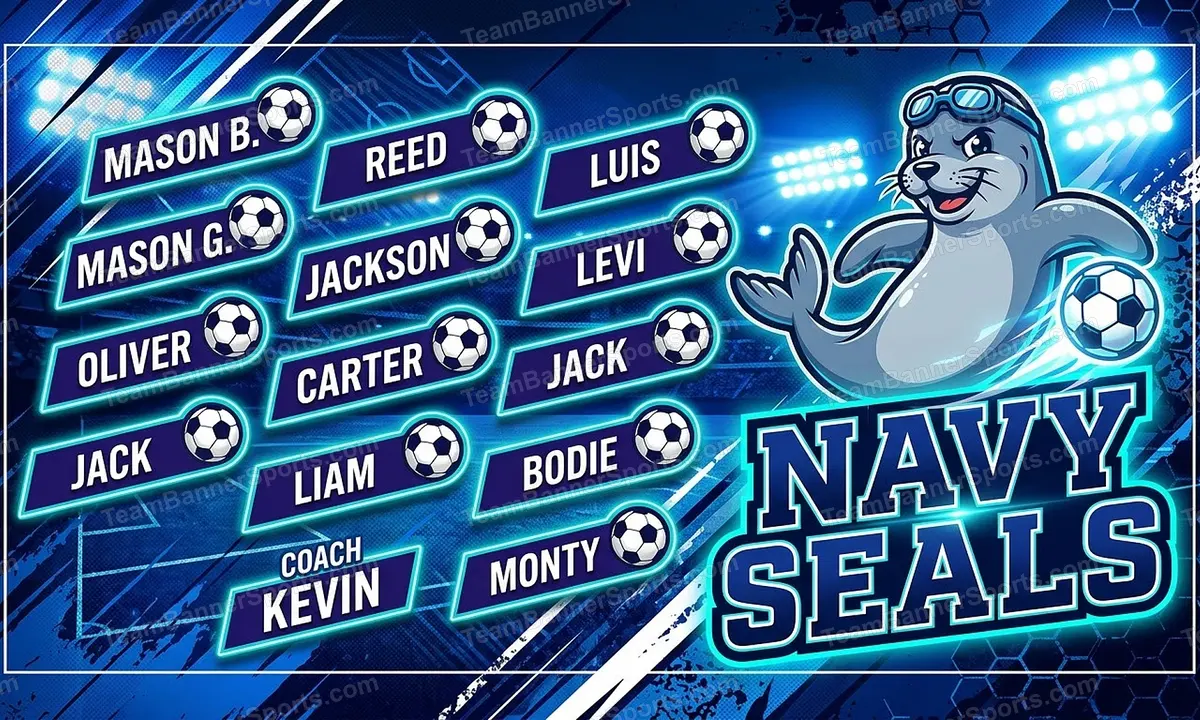 Navy Seals soccer team banner created with AI