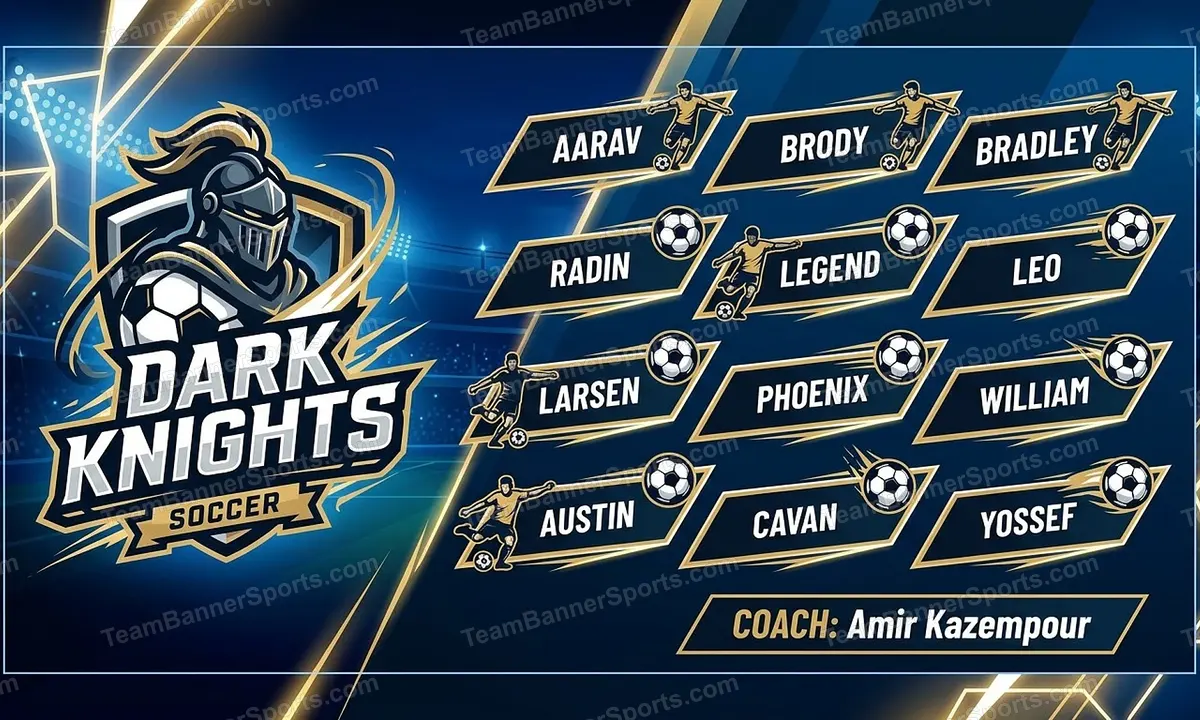 Dark Knights soccer team banner created with AI