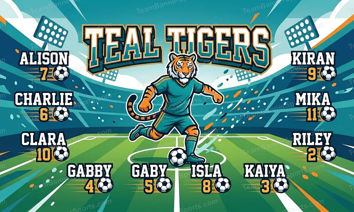 Teal Tigers soccer team banner created with AI