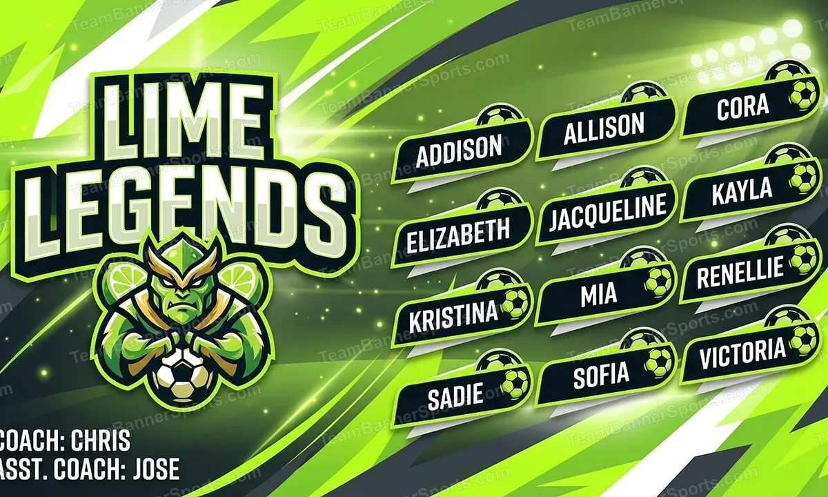 Lime Legends soccer team banner created with AI