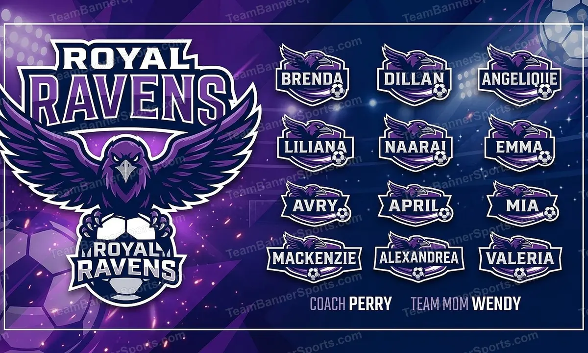 Royal Ravens soccer team banner created with AI