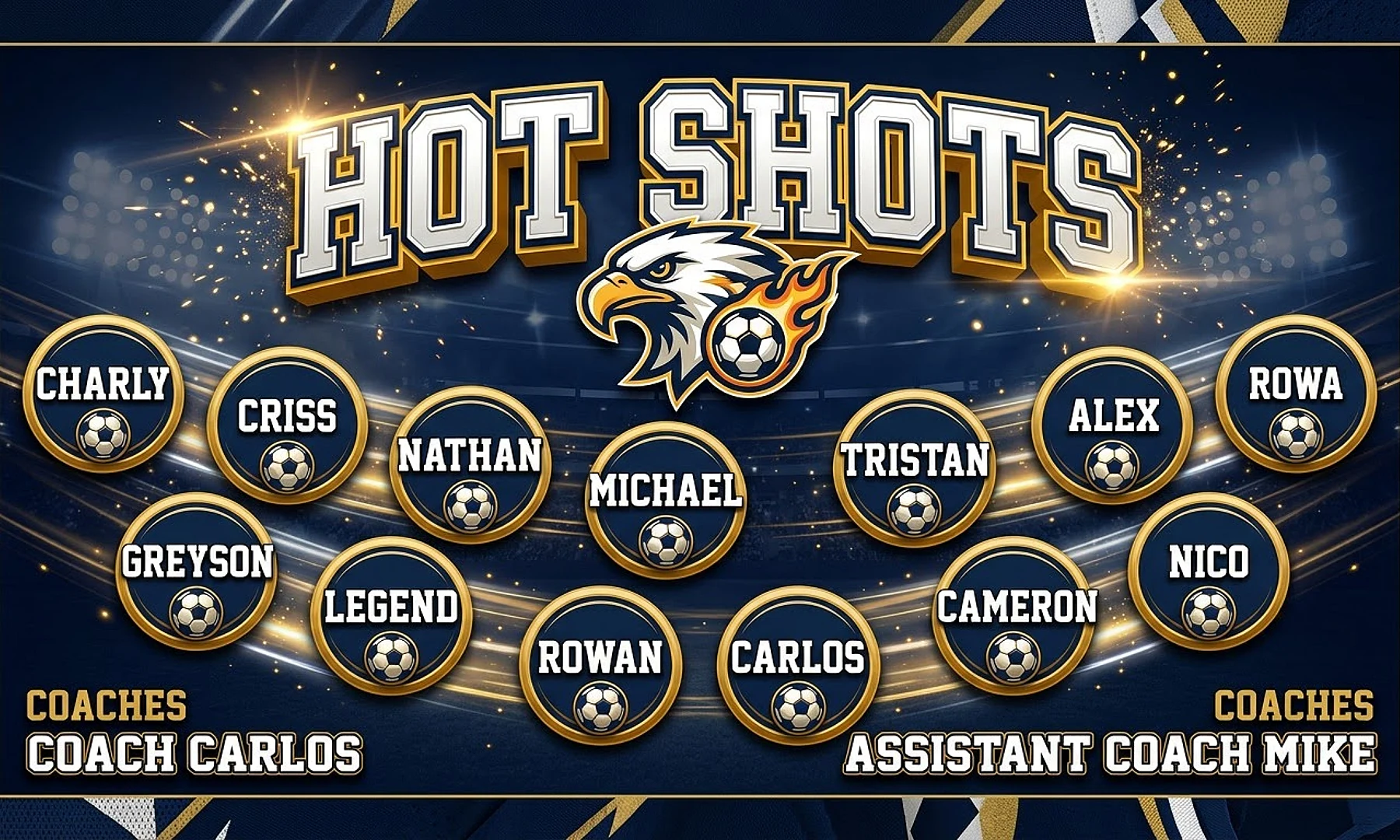 Hot Shots soccer team banner created with AI