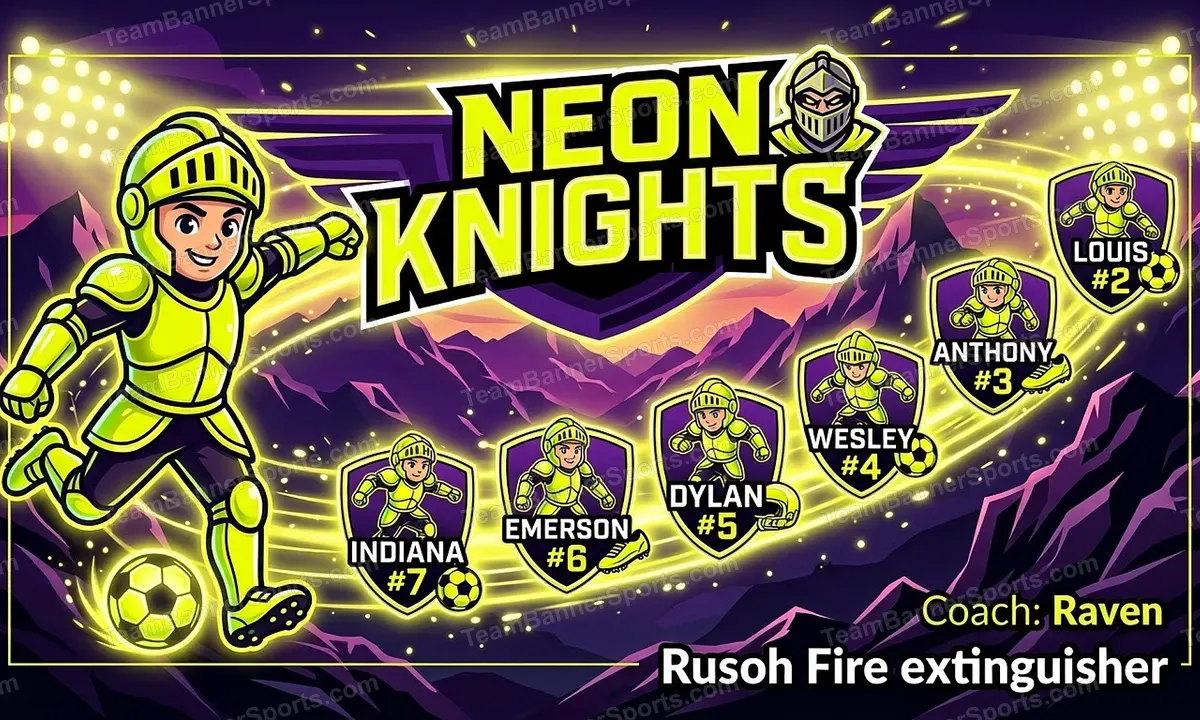 Neon Knights soccer team banner created with AI