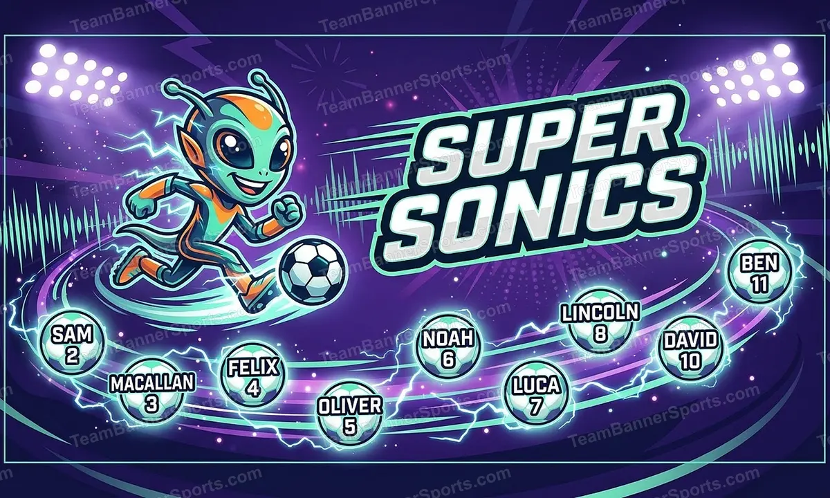 Super Sonics soccer team banner created with AI