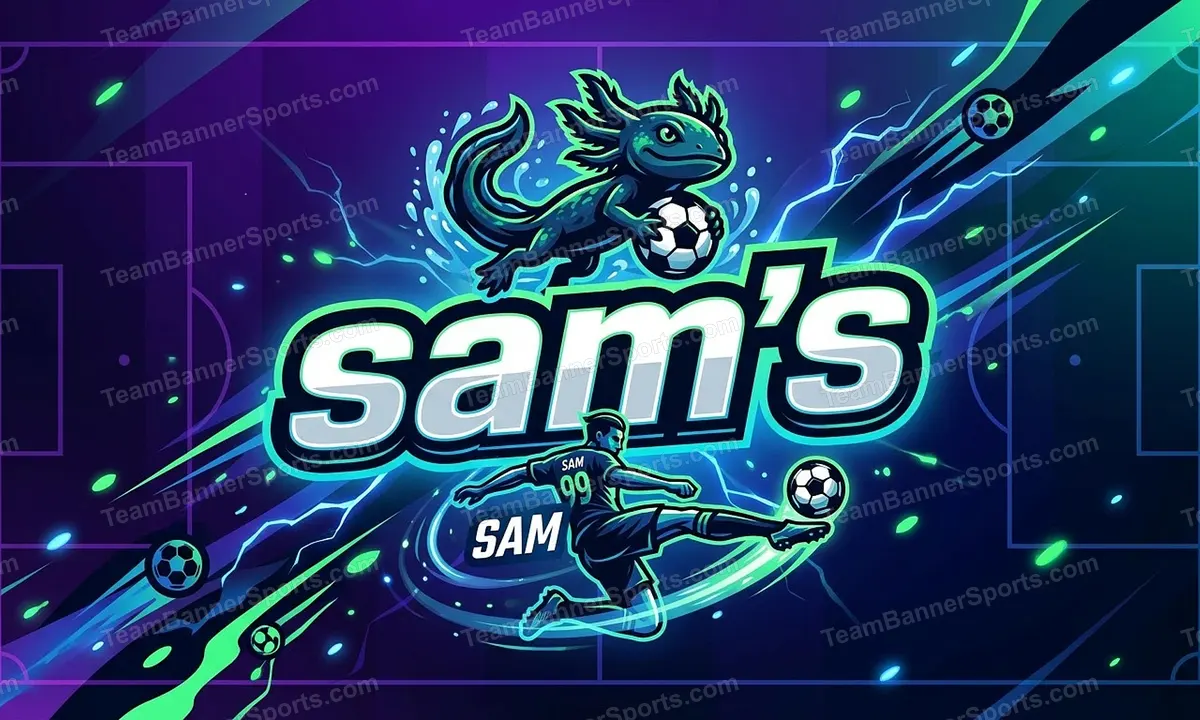 sam's soccer team banner created with AI