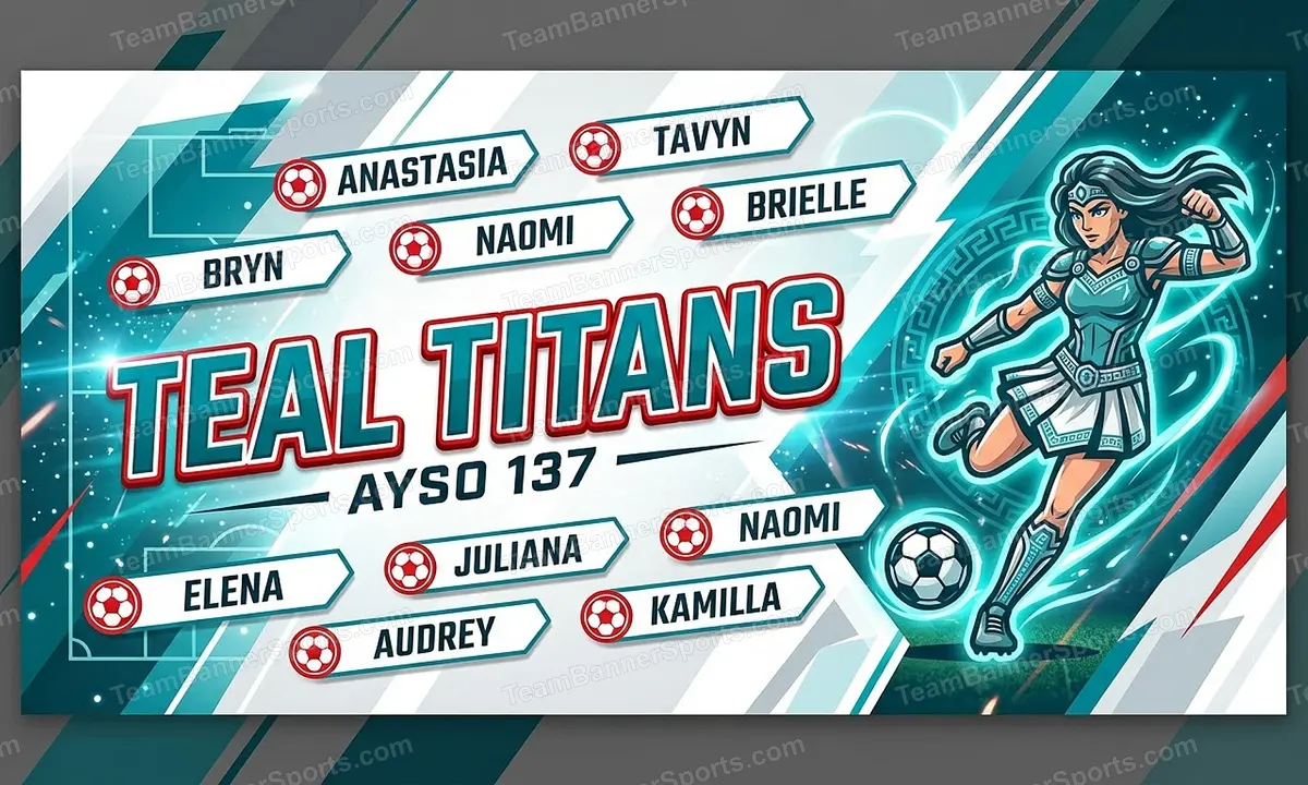 Teal Titans soccer team banner created with AI