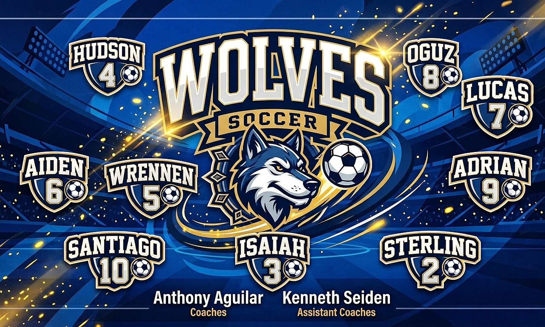 WOLVES soccer team banner created with AI